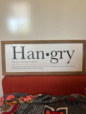 Han•gry Framed Wall Art - White Panel with Wood Frame